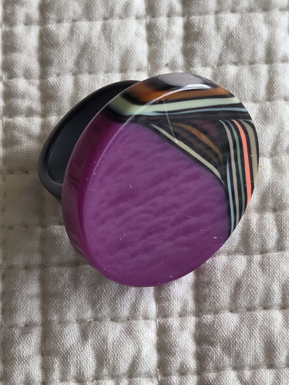 Sobral Purple and Striped Resin Statement Ring